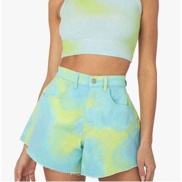 WE WORE WHAT Tie-Dye Denim Women's Shorts size 25 NWT $69 festival concert party - Picture 3 of 7